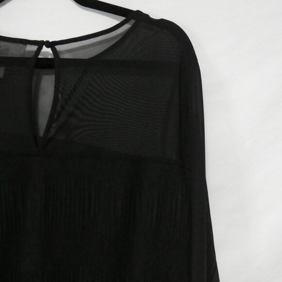ADDITION ELLE - A | size 2X | Elegant Lined Sheer Black Blouse | Keyhole Back - Picture 11 of 14
